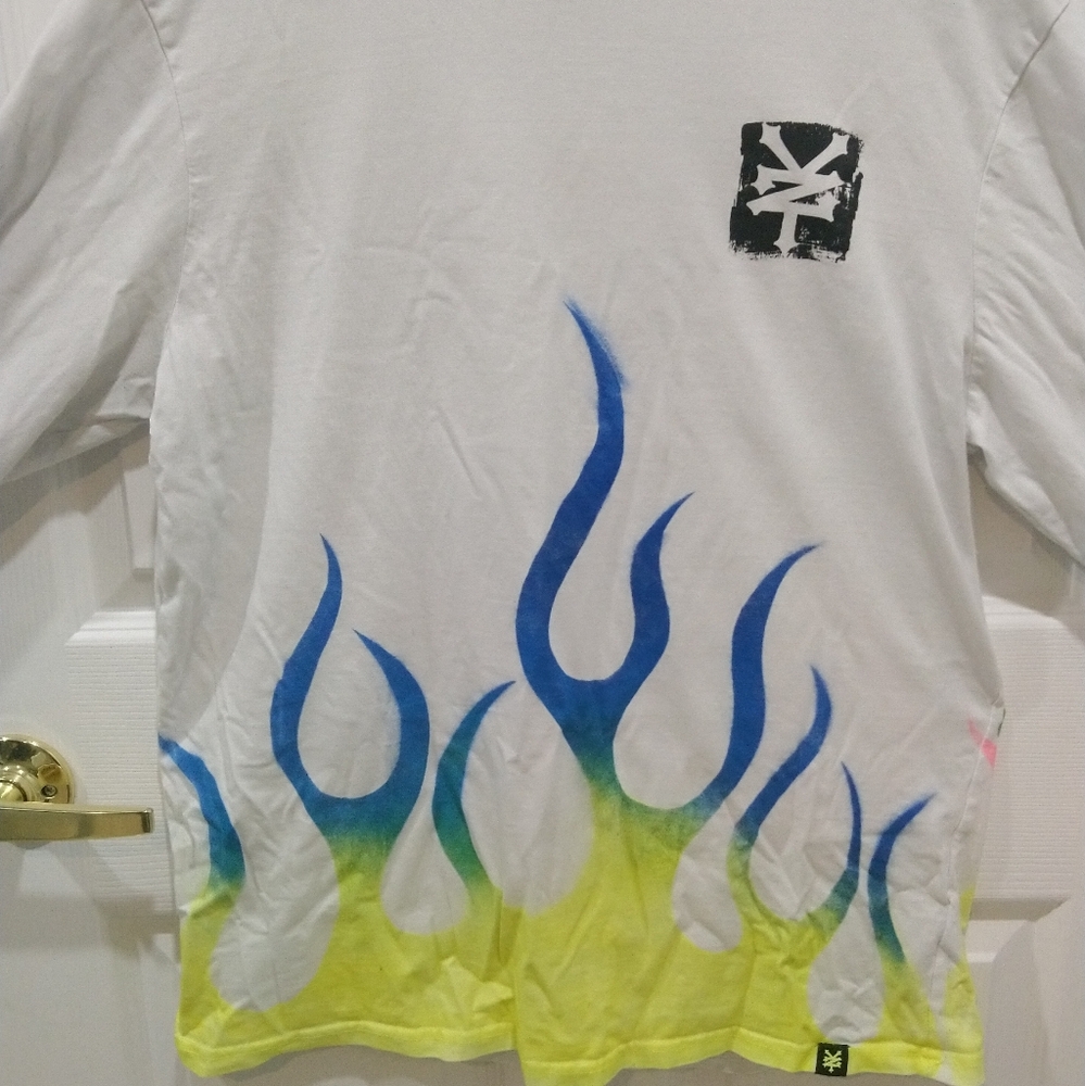 Custom one of a kind paint job flames Zoo York long sleeve shirt